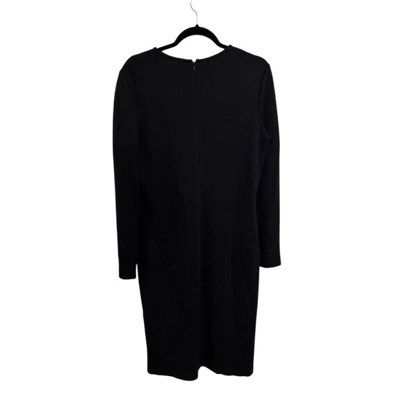 St. John Sheath Dress Womens 10 Black Long Sleeve Knee Length Crew Neck Wool - Picture 2 of 5